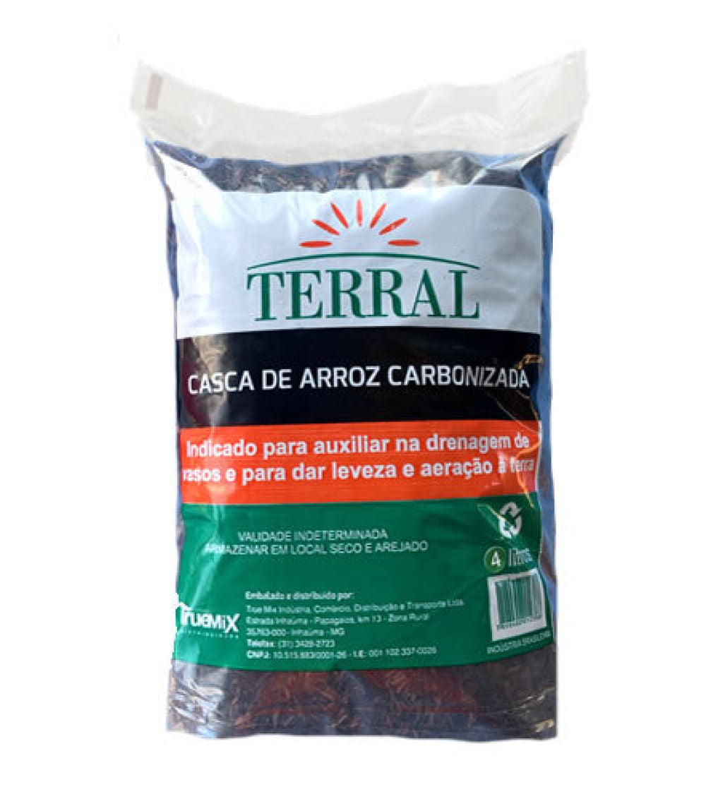 Casca de arroz carbonizada